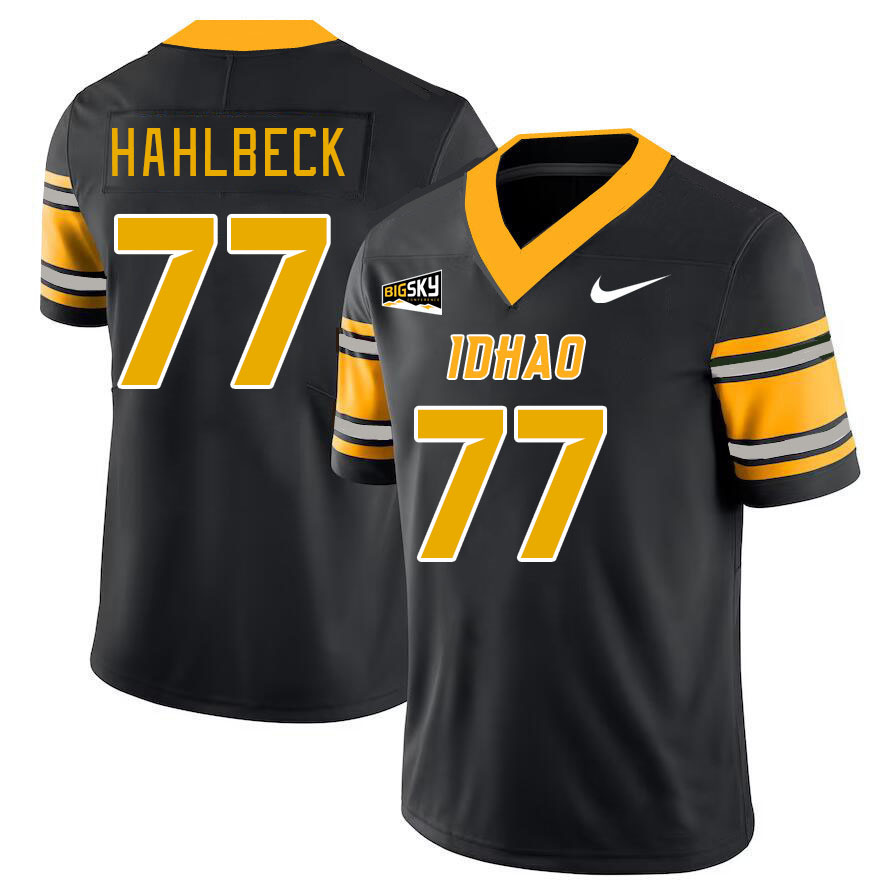 Men-Youth #77 Jason Hahlbeck Idaho Vandals 2023 College Football Jerseys Stitched-Black